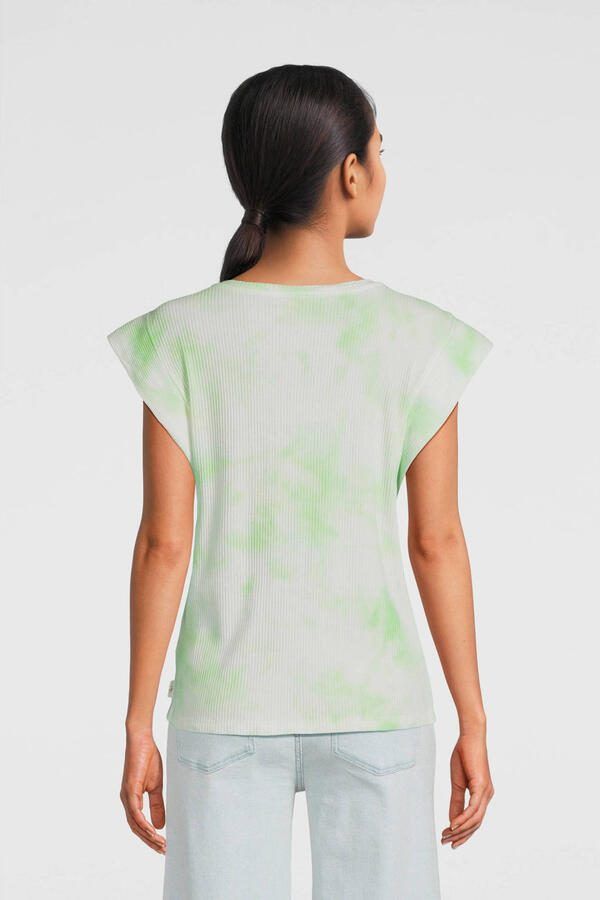 AI&KO tie-dye T-shirt Cora groen wit Meisjes Katoen Ronde hals Tie-dye 152 - Foto 4
