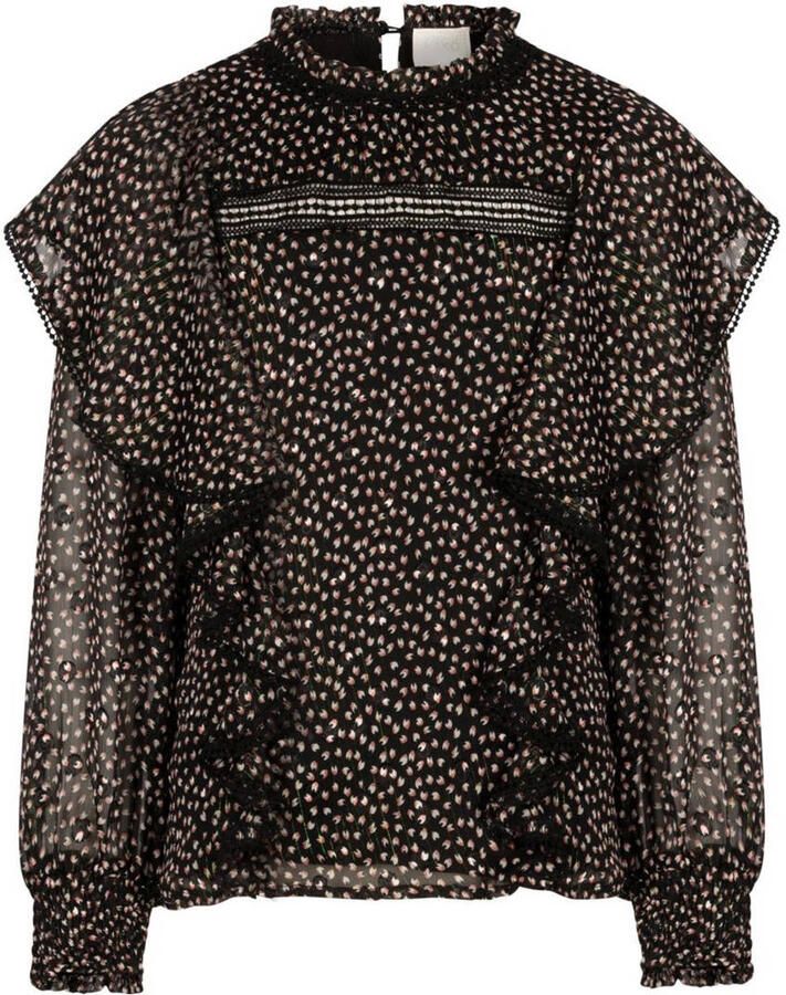 AI&KO top LEANNE met stippen en ruches zwart wit - Foto 3