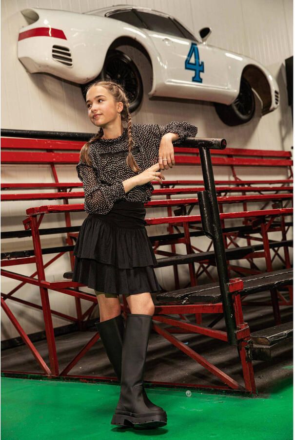 AI&KO top LEANNE met stippen en ruches zwart wit - Foto 2