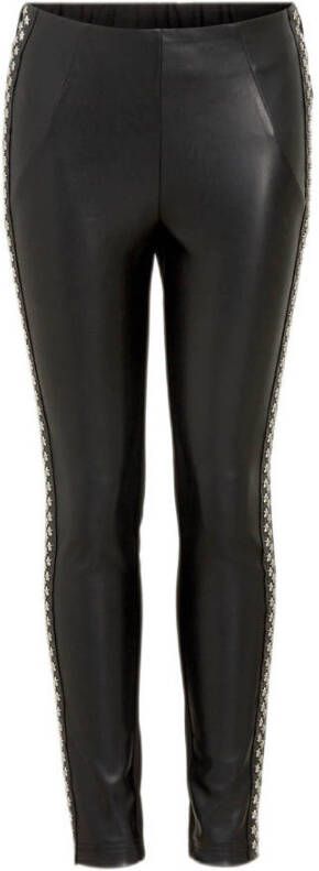 AI&KO imitatieleren high waist skinny broek Panna met zijstreep zwart