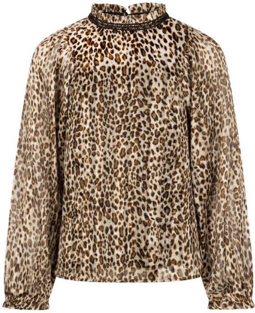 AI&KO top LIENE met panterprint beige bruin zwart