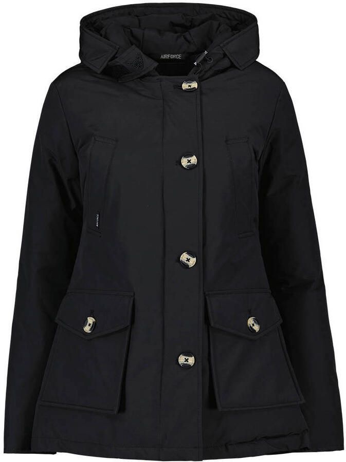 Airforce gewatteerde winterjas 4 POCKET PARKA zwart