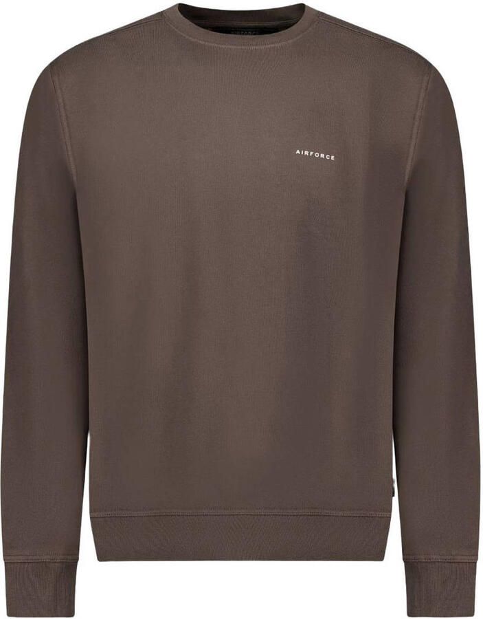 Airforce regular fit sweater dark coffee wit