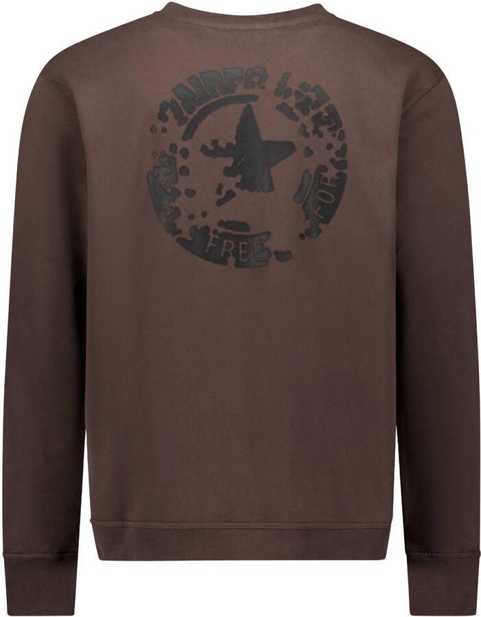 Airforce regular fit sweater met backprint dark coffee zwart