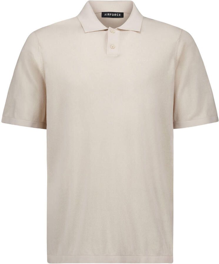 Airforce regular polo fijn gebreid beige