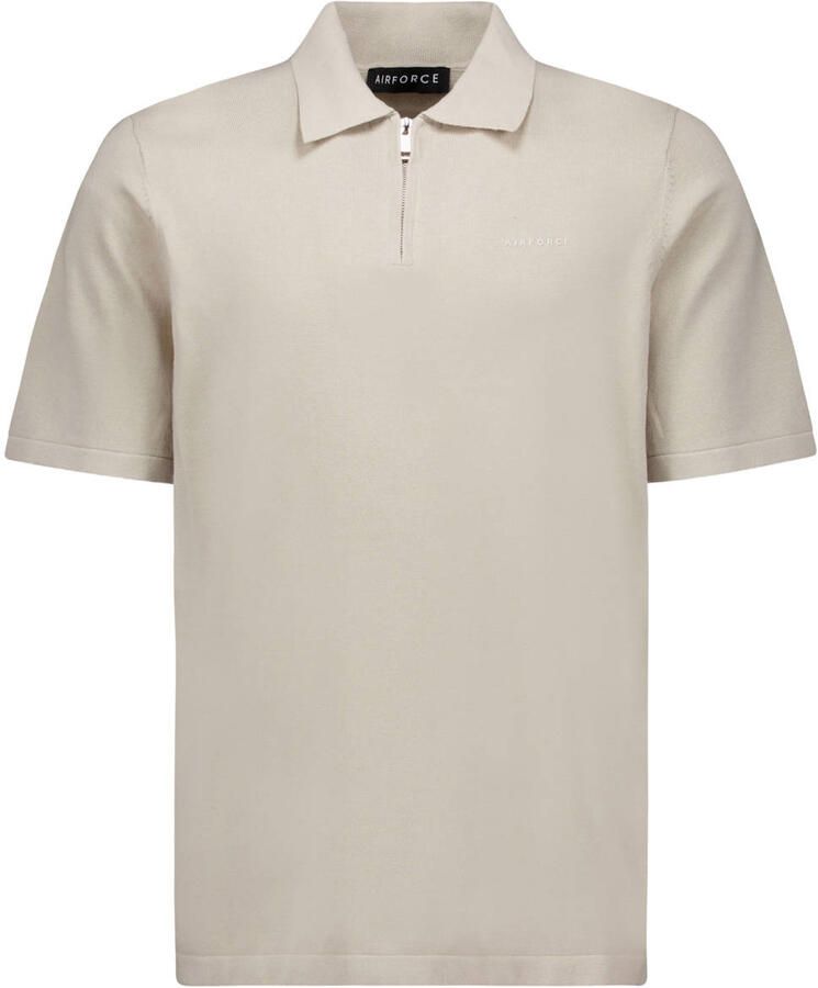Airforce regular polo fijn gebreid beige