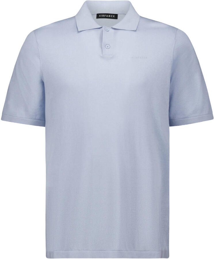 Airforce regular polo fijn gebreid lichtblauw