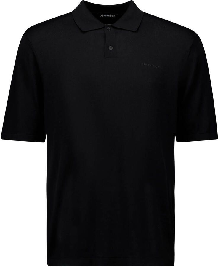Airforce regular polo fijn gebreid zwart