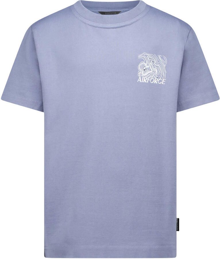 Airforce T-shirt met backprint grijsblauw