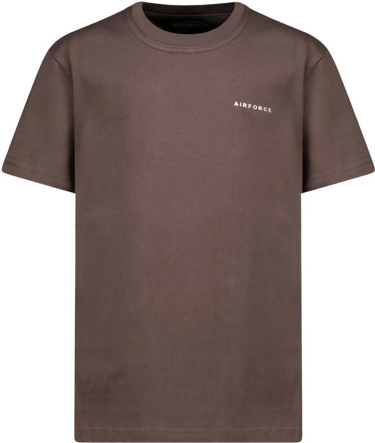 Airforce T-shirt met logo donkerbruin