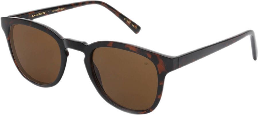 A.Kjaerbede zonnebril Bate met tortoise print donkerbruin