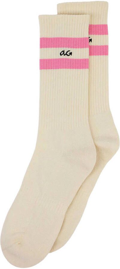 Alfredo Gonzales sokken Athletic Stripes ecru roze