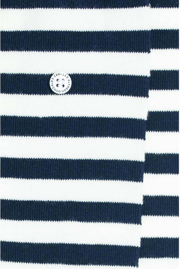 Alfredo Gonzales sokken Harbour Stripes donkerblauw ecru