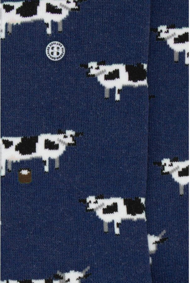 Alfredo Gonzales sokken met all-over koeienprint donkerblauw