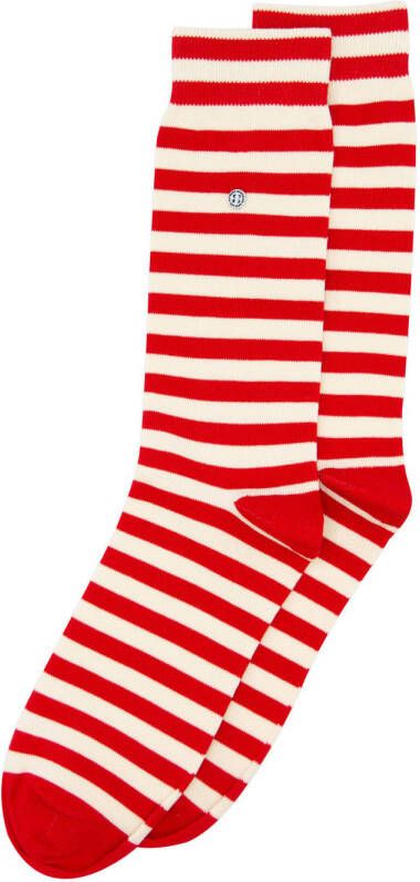 Alfredo Gonzales sokken Harbour Stripes rood ecru