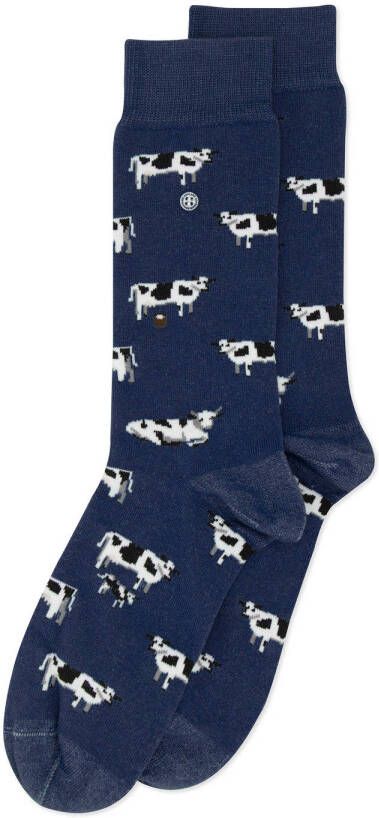 Alfredo Gonzales sokken met all-over koeienprint donkerblauw