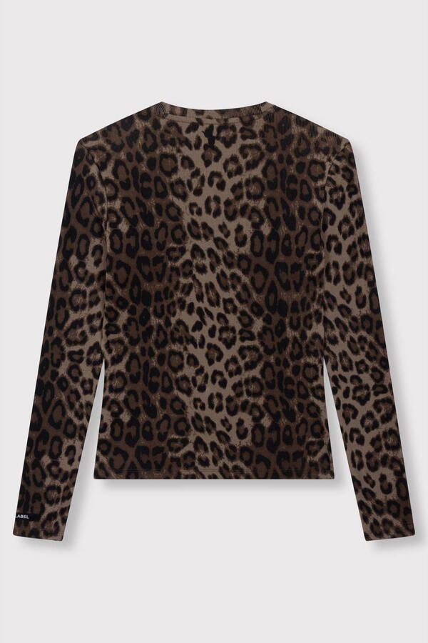 ALIX THE LABEL Dames Tops & T-shirts Ladies Knitted Animal Rib Top Bruin - Foto 6