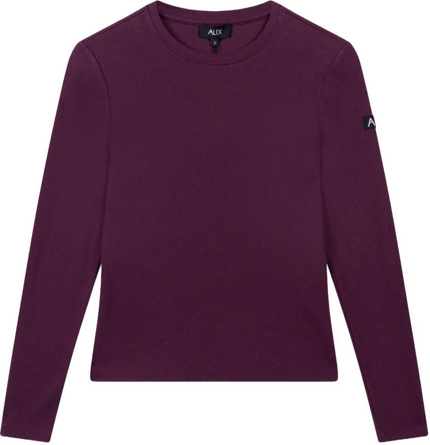 ALIX THE LABEL Dames Tops & T-shirts Ladies Knitted Rib Longsleeve T-shirt Plum - Foto 6