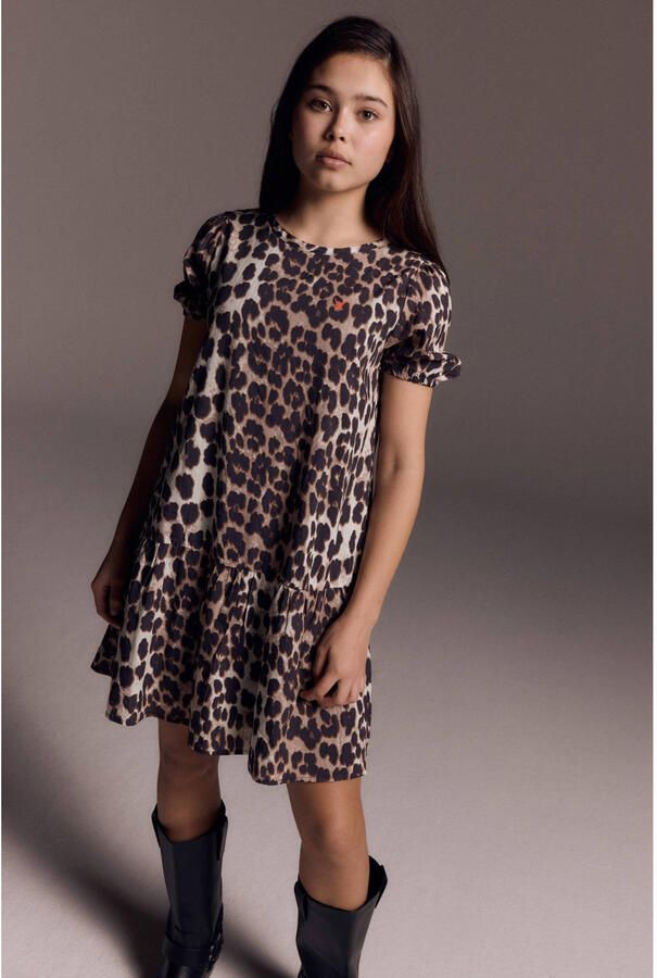 Alix the Label Alix Mini A-lijn jurk met panterprint bruin - Foto 4