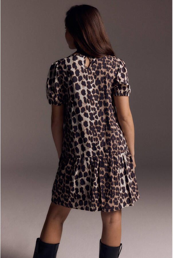 Alix the Label Alix Mini A-lijn jurk met panterprint bruin - Foto 5