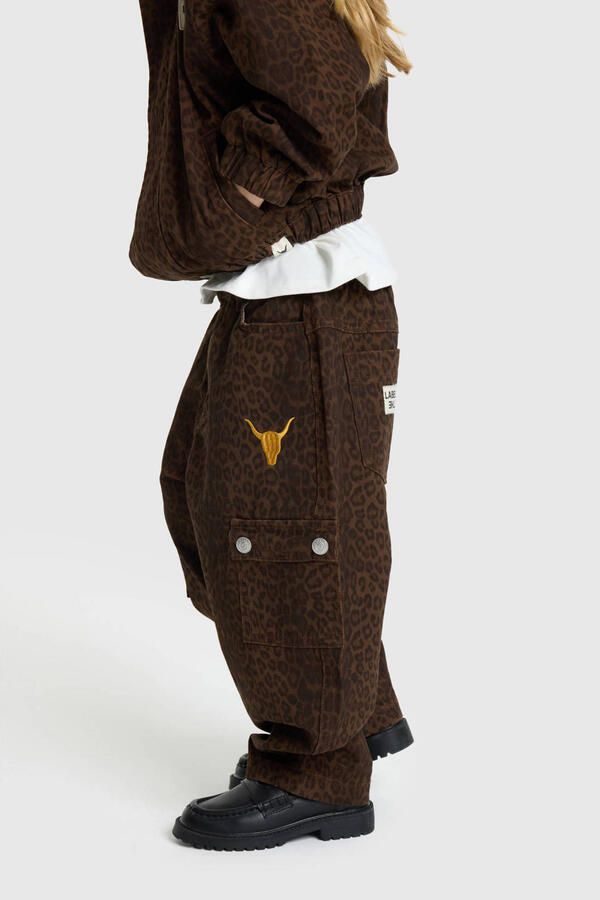 Alix the Label Alix Mini barrel jeans met panterprint bruin - Foto 4