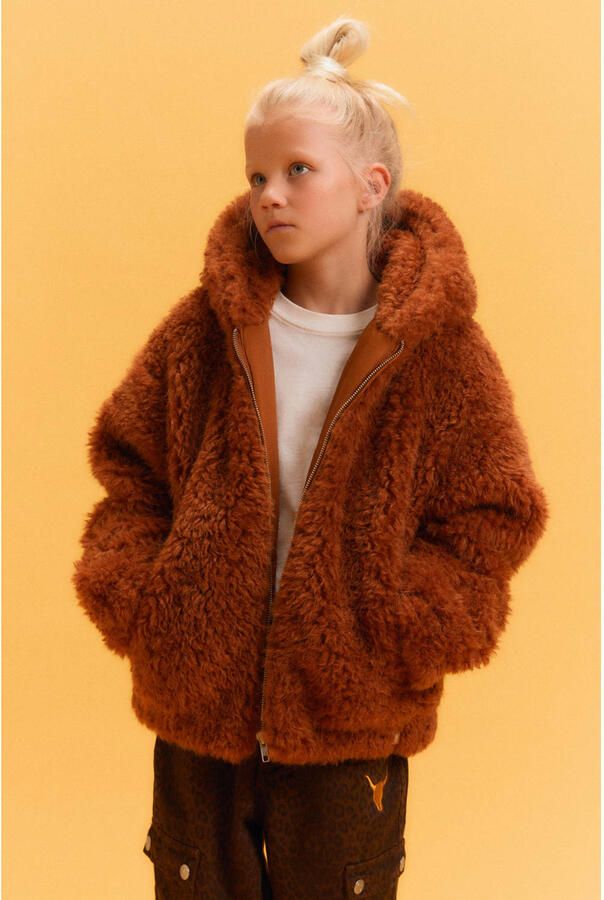 Alix the Label Alix Mini faux fur winterjas cognac