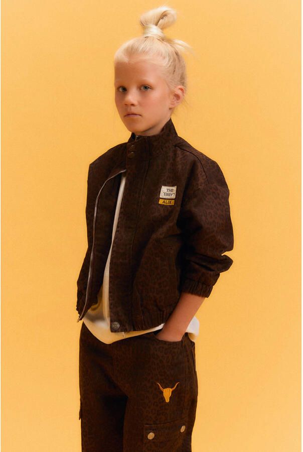 Alix the Label Alix Mini katoenen tussenjas met panterprint bruin - Foto 3