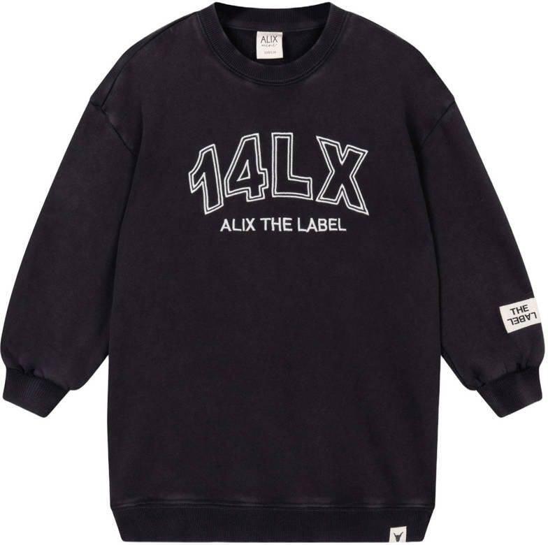 Alix the Label Alix Mini midi sweatjurk met logo antraciet