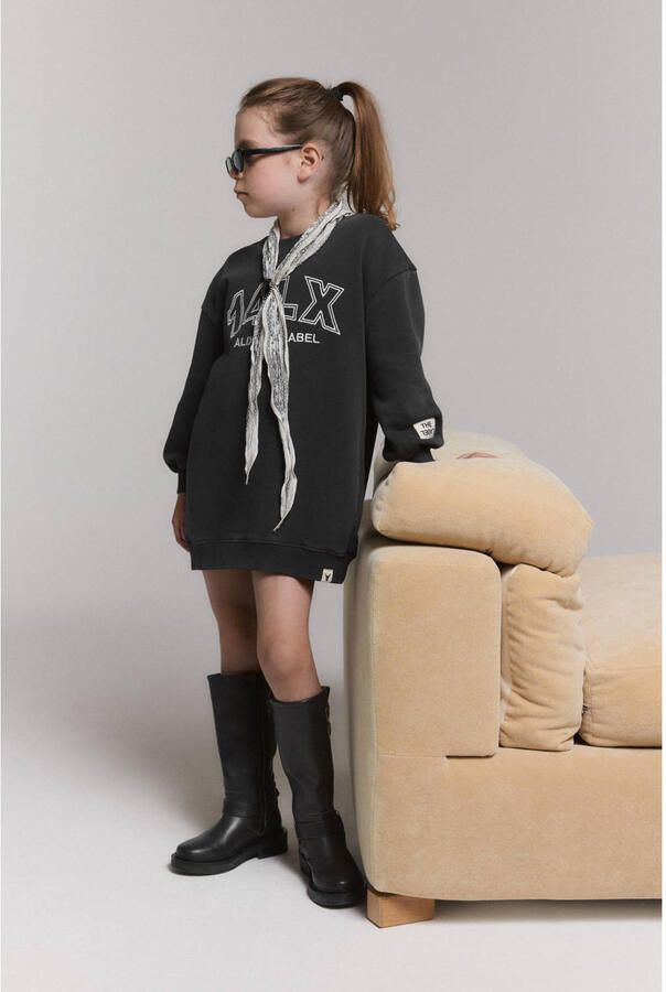 Alix the Label Alix Mini midi sweatjurk met logo antraciet - Foto 2