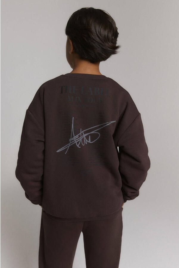 Alix the Label Alix Mini oversized sweater met backprint bruin - Foto 2