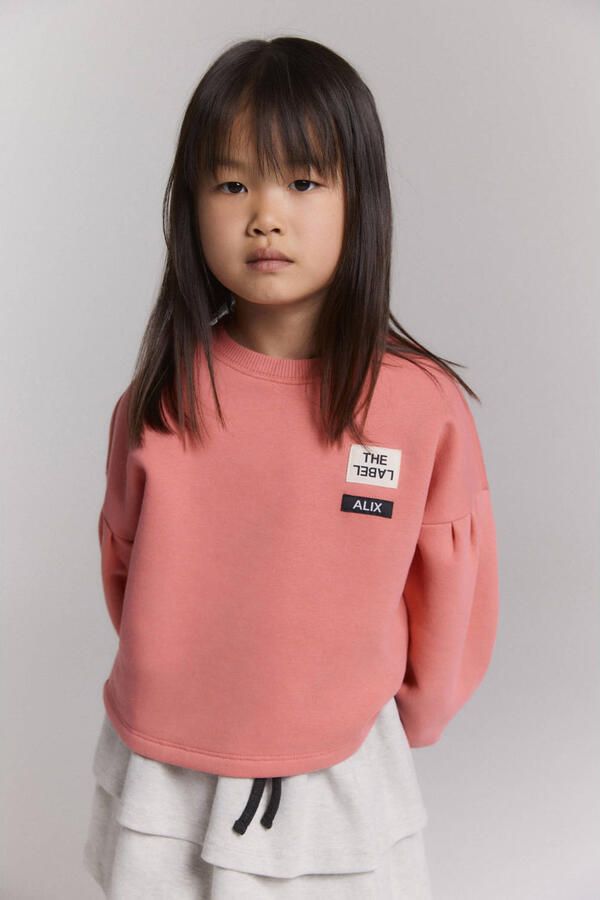 Alix the Label Alix Mini oversized sweater met logo koraalrood