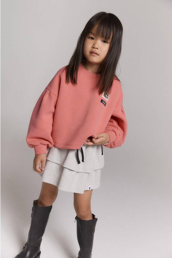 Alix the Label Alix Mini oversized sweater met logo koraalrood - Foto 2