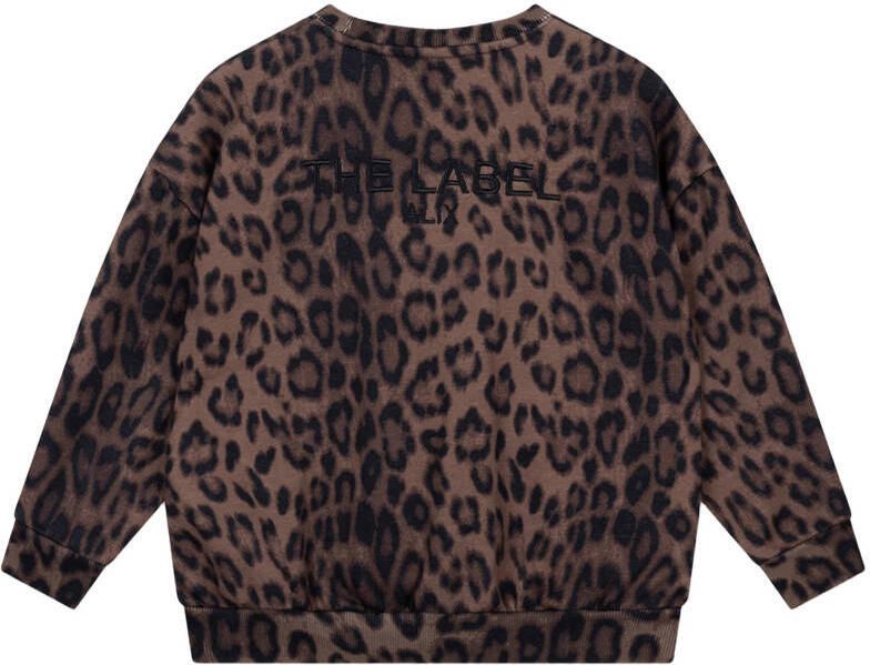 Alix the Label Alix Mini oversized sweater met panterprint bruin - Foto 3