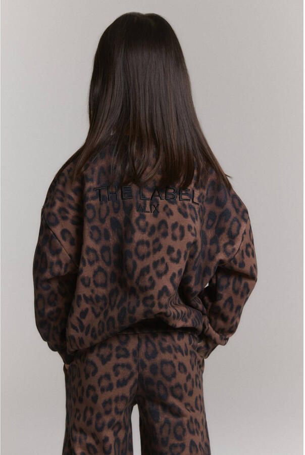 Alix the Label Alix Mini oversized sweater met panterprint bruin - Foto 2