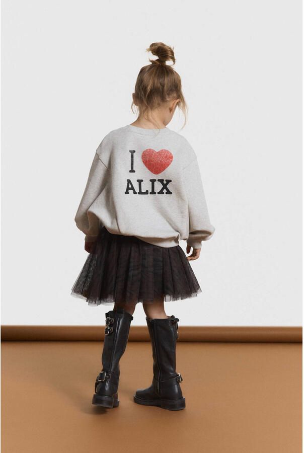 Alix the Label Alix Mini oversized sweater met print lichtgrijs - Foto 2