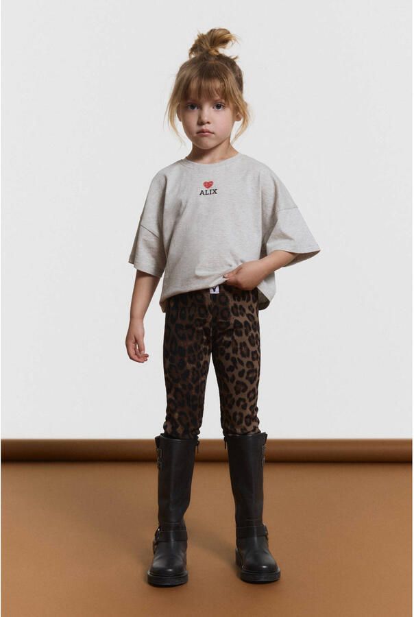 Alix the Label Alix Mini super skinny legging met panterprint bruin