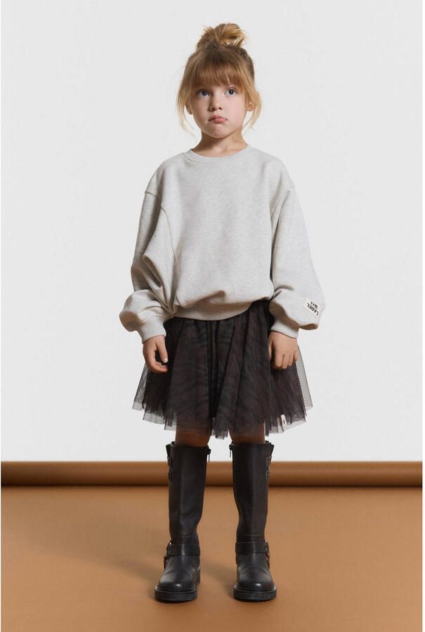 Alix the Label Alix Mini oversized sweater met print lichtgrijs