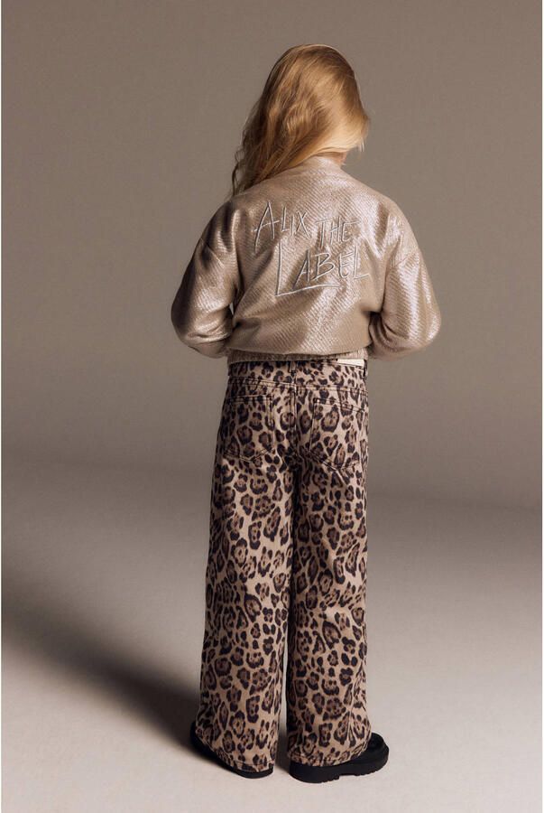 Alix the Label Alix Mini wide leg jeans met panterprint bruin - Foto 4