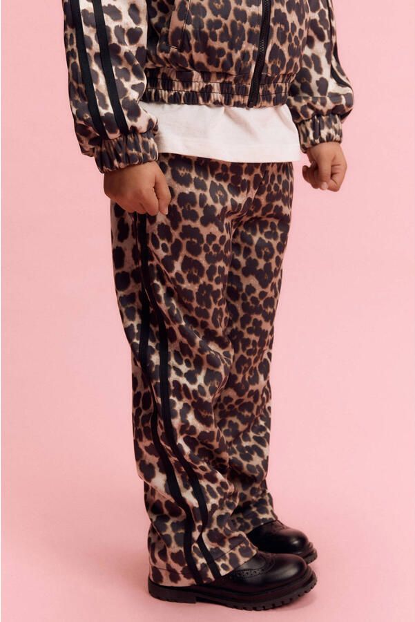 Alix the Label Alix Mini wide leg sweatpants met panterprint bruin - Foto 4