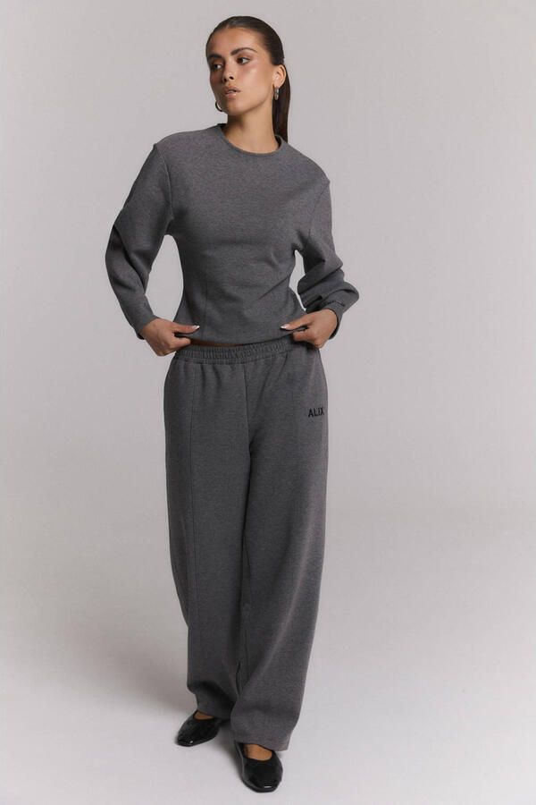 ALIX THE LABEL Dames Jeans Ladies Knitted Barrel Pants Grijs