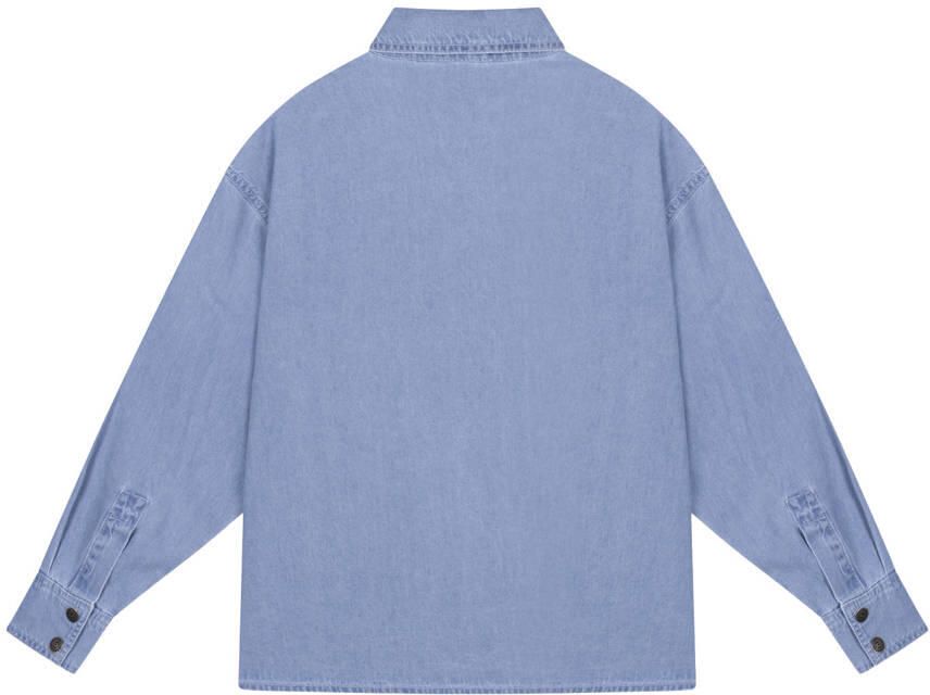 ALIX THE LABEL Dames Blouses Ladies Woven Chambray Peplum Denim Blouse Blauw - Foto 5