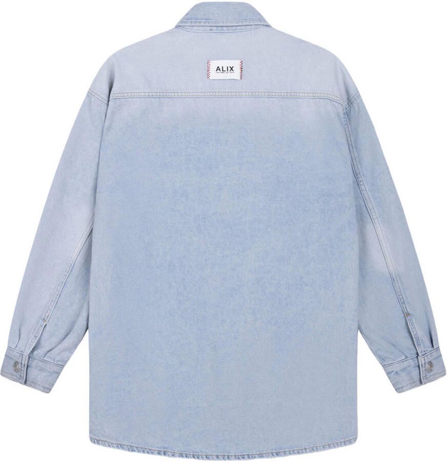 ALIX THE LABEL Dames Blouses Ladies Woven Flowy Denim Oversized Blouse Lichtblauw - Foto 6