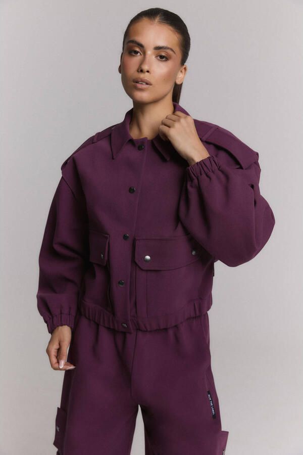 ALIX THE LABEL Dames Jassen Ladies Woven Pockets Jacket Paars - Foto 5