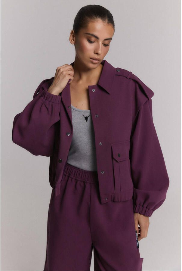 ALIX THE LABEL Dames Jassen Ladies Woven Pockets Jacket Paars - Foto 7