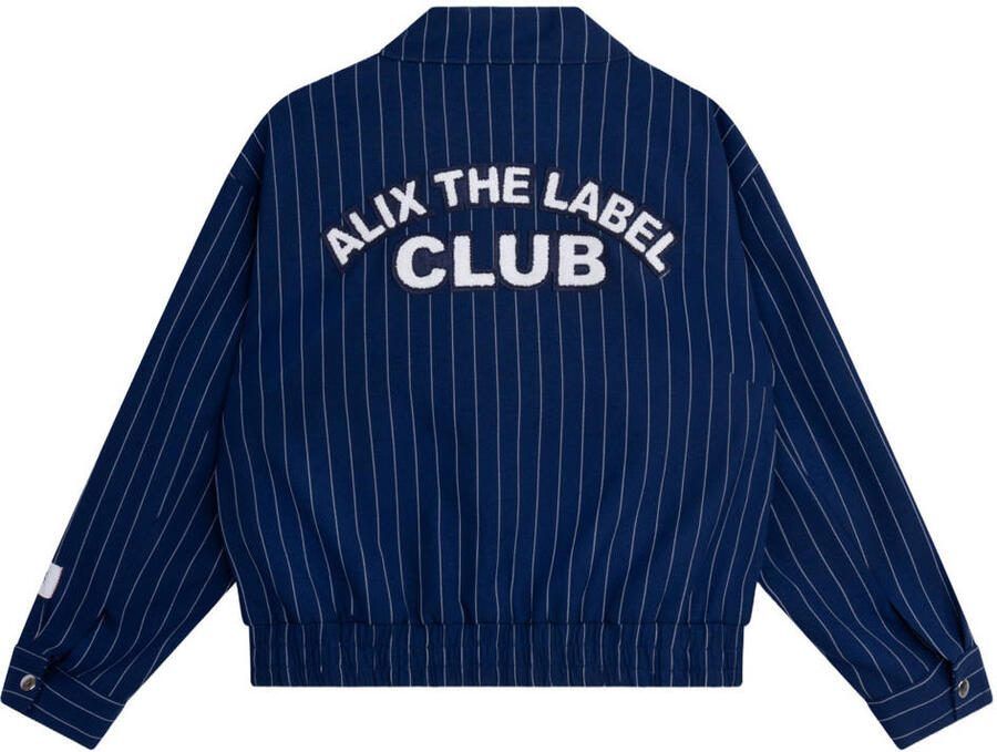 ALIX THE LABEL Dames Jassen Ladies Woven Clean Striped Bomber Donkerblauw - Foto 5
