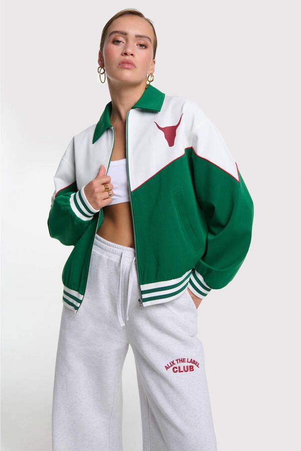 ALIX THE LABEL Dames Jassen Ladies Woven Colourblocking Bomber Groen - Foto 4