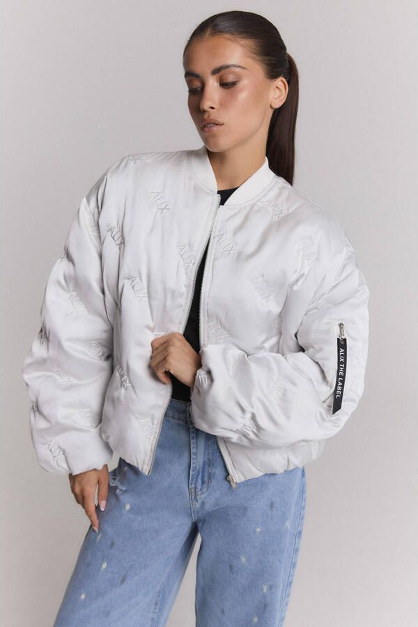 Alix the Label bomberjack met borduursels en tekst zilver - Foto 3