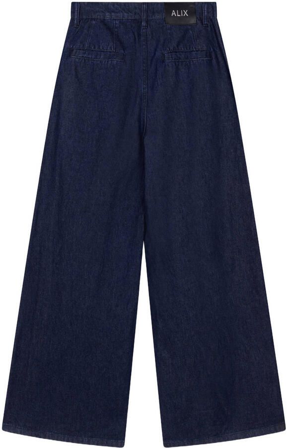 Alix the Label denim wide leg broek met plooien donkerblauw - Foto 2