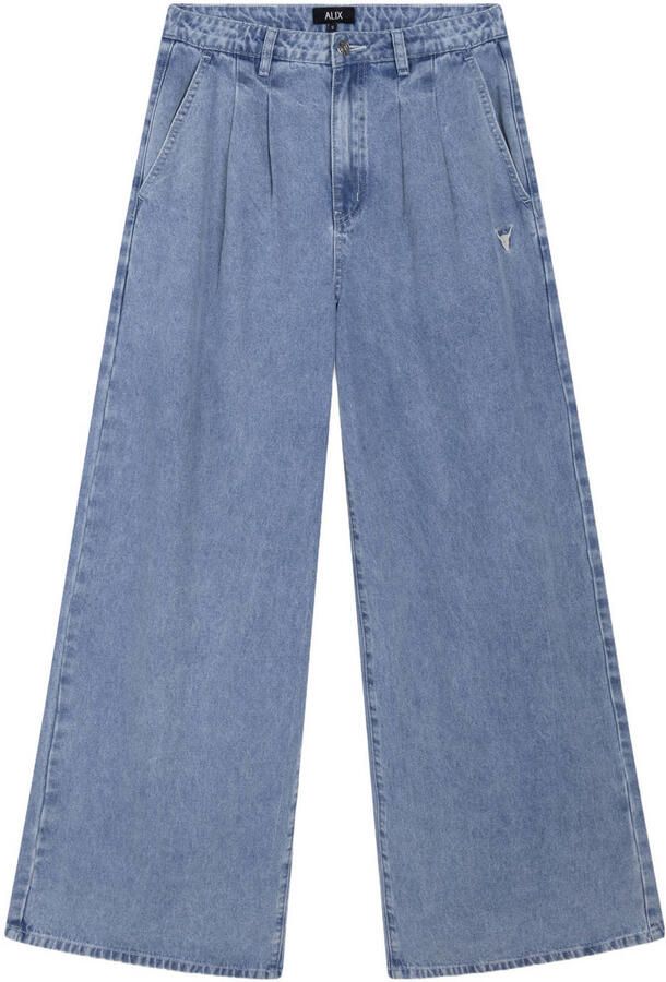 Alix the Label denim wide leg regular waist broek light blue denim - Foto 6