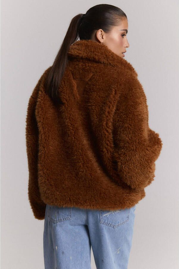 Alix the Label faux fur jas cognac - Foto 2